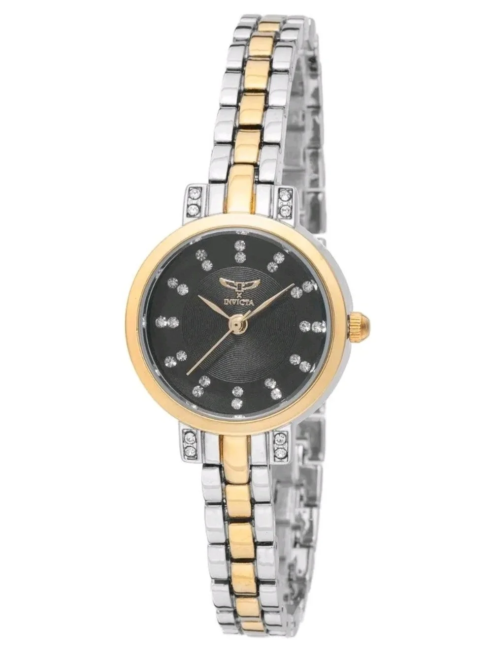 Invicta Women's Two-Tone Black Dial Crystal Accent Bracelet Watch